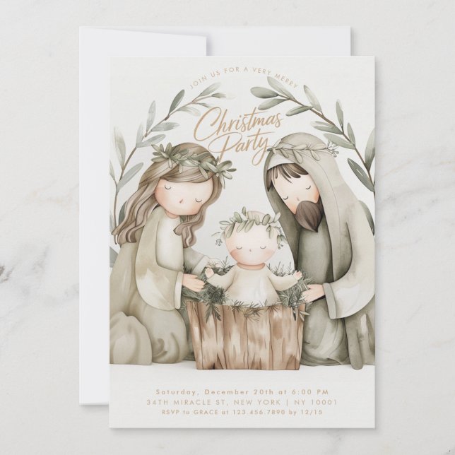 Baby Jesus Maria Födelsen Religiös Jul Inbjudningar (Framsida)