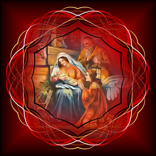 Baby Jesus, Mary & Joseph, Heliga Family, Angel Julgransprydnad Keramik (Skapare uppladdad)