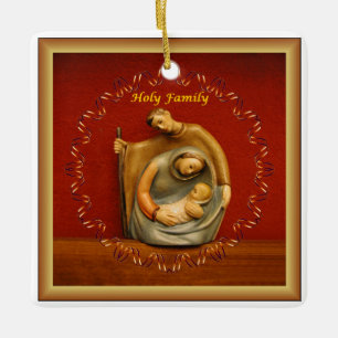 Baby Jesus, Mary, Joseph, Heliga Family, Betlehem Julgransprydnad Keramik