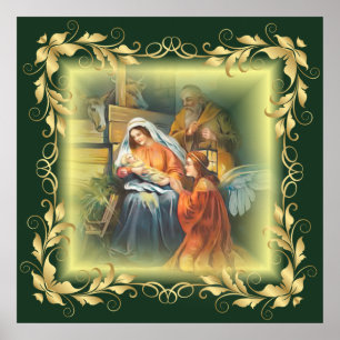 Baby Jesus, Mary & Joseph ~ Heligan Familj ~ Poster