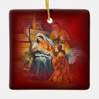 Baby Jesus, Mary & Joseph~Heligan Family~Angel ~ Julgransprydnad Keramik