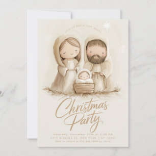Baby Jesus Mary Joseph Religiösa jul Inbjudningar