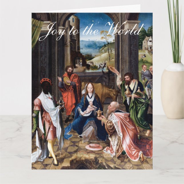 Baby Jesus med de vise män julhälsning Kort (Framsida)
