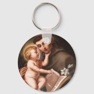 Baby Jesus med St Anthony of Padua Nyckelring