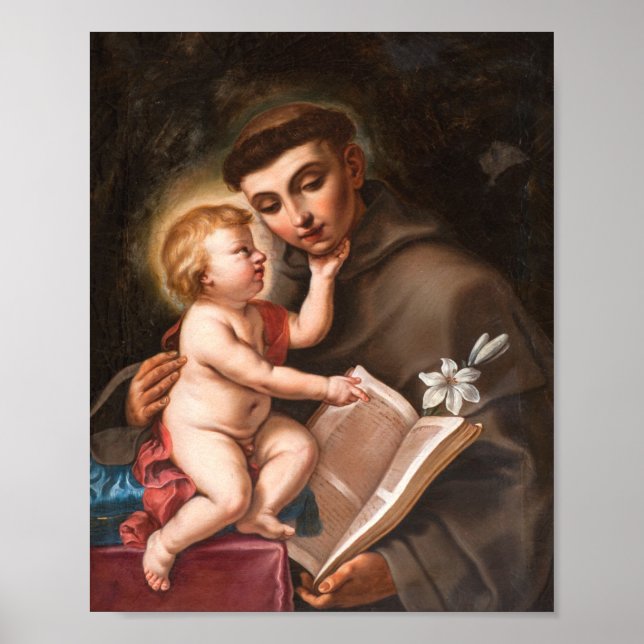 Baby Jesus med St Anthony of Padua Poster (Framsidan)