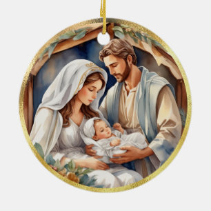 Baby Jesus   Nativitetskort Julgransprydnad Keramik