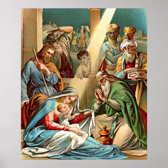 Baby Jesus och det kloka manar som ber Poster (Framsidan)