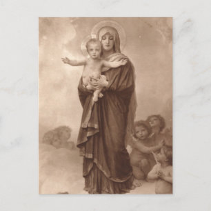 Baby Jesus och Mor Mary Vykort