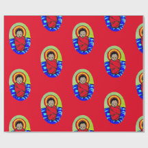 BABY JESUS PÅ RED CHRISTMAS Wrapping Papper