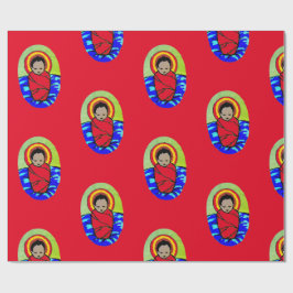BABY JESUS PÅ RED CHRISTMAS Wrapping Papper Presentpapper