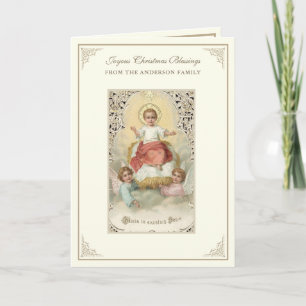 Baby Jesus Poinsettias Rosary Helgkort