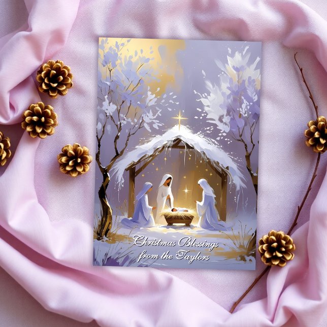 Baby Jesus Religiösa Scripture Catholique Jul Julkort (Ideal for sending heartfelt Christmas blessings to friends, family, and members of your community)