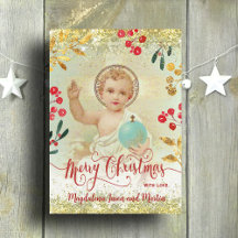 Baby Jesus-religiösans årskort Julkort
