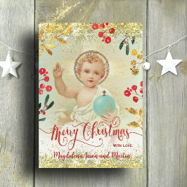 Baby Jesus-religiösans årskort Julkort Kort