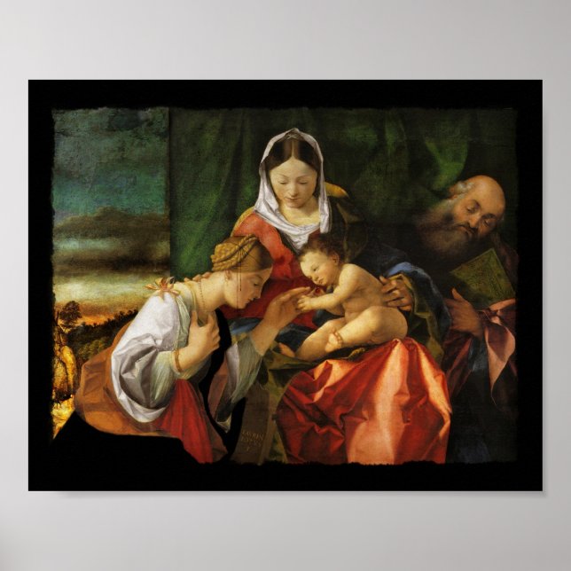 Baby Jesus Saint Catherine och Mary Poster (Framsidan)