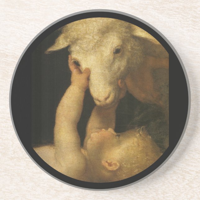 baby jesus touches lamb (2) underlägg (Framsidan)