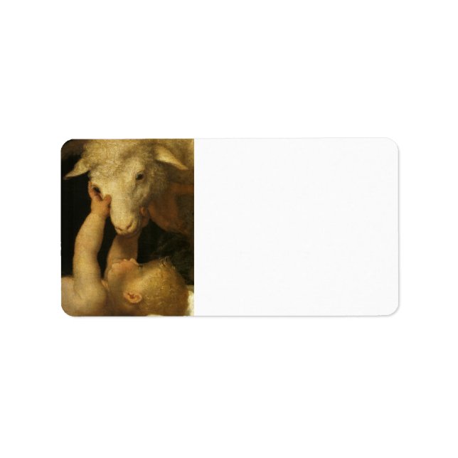 Baby Jesus Touches Lamb Adressetikett (Framsidan)