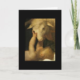 Baby Jesus Touches Lamb Kort
