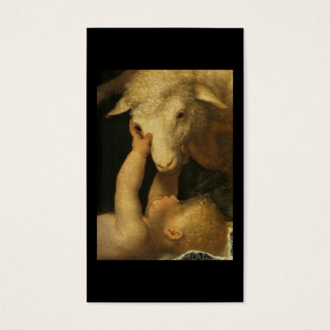 Baby Jesus Touches Lamb Visitkort (Framsidan)