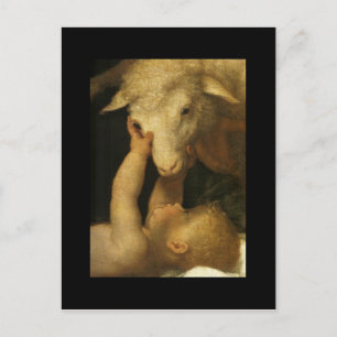 Baby Jesus Touches Lamb Vykort