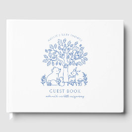 Baby Journey Blue Woodland Animals Baby Shower Gästböcker