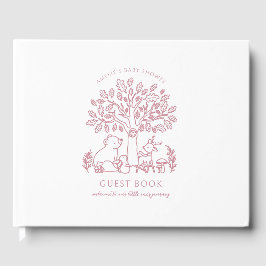 Baby Journey Rosa Woodland Animals Baby Shower Gästböcker