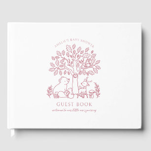 Baby Journey Rosa Woodland Animals Baby Shower Gästböcker