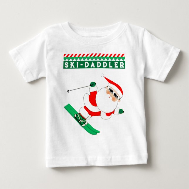 Baby jul Helgdag Skier Baby T-Shirt (Framsida)