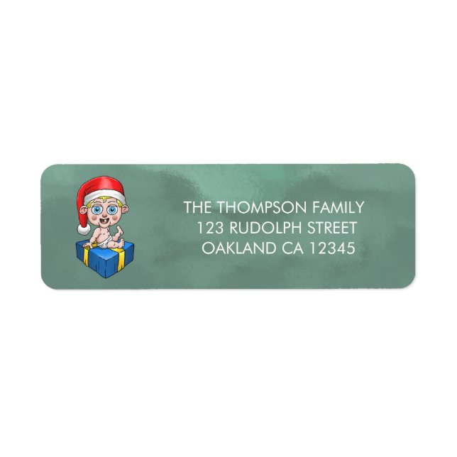 Baby Jultomten Returadress Etikett (Framsidan)
