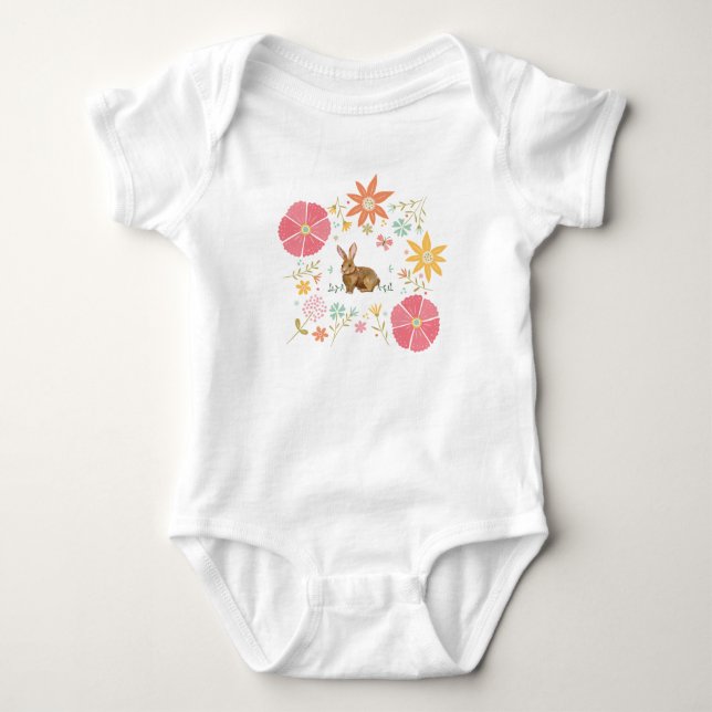 BABY JUMP KOSTYM 6 MÅNADER VITE MED BROWN BUNNY TEE SHIRT (Framsida)