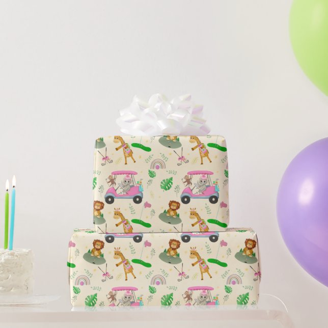 Baby-jungle Animals Golfing Baby Shower Presentpapper (Festgåvor)