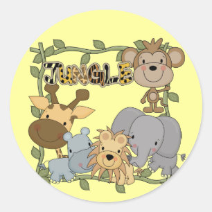 Baby-jungle Animals Tshirts och Gifts Runt Klistermärke