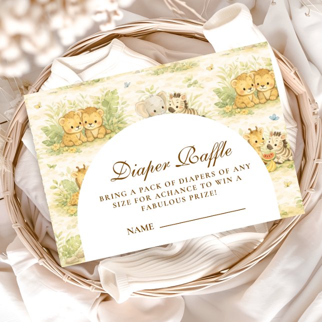 Baby Jungle Djur Diaper Raffle Tilläggskort (Skapare uppladdad)