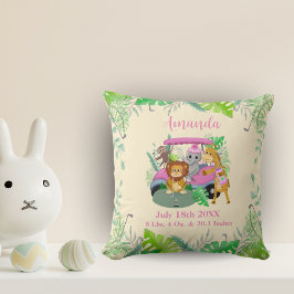 Baby Jungle djur golfar rosa Kudde