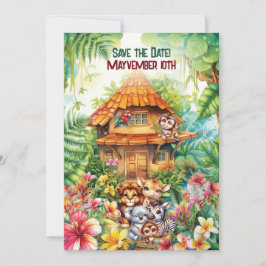 Baby Jungle Party Tema Inbjudningar