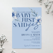 Baby Just Said Yes Blå Blommig Förlovning