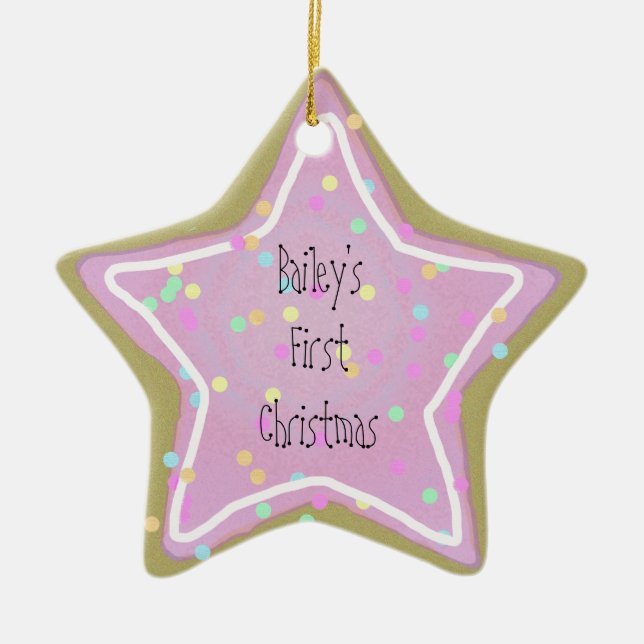 Baby kaka för stjärna för rosor med stänk 1st - julgransprydnad keramik (Framsidan)