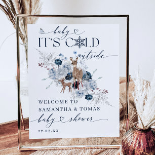 Baby kall utanför Blommigtens Hjort Babyskåda Poster