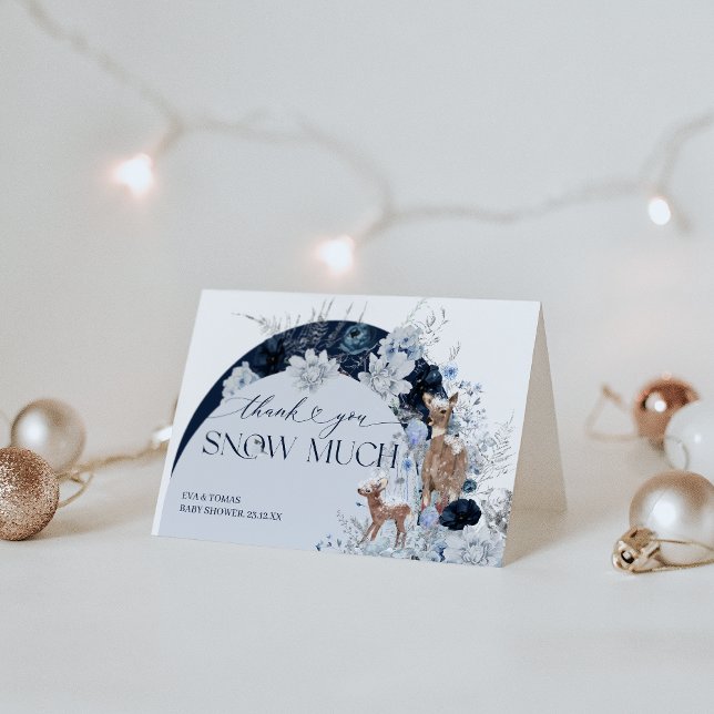 Baby kall utanför Blommigtens  Hjort Babyskåda Tack Kort (Skapare uppladdad)