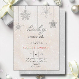 Baby Kall utanför Glitter Snöflingor Flickor Showe Inbjudningar