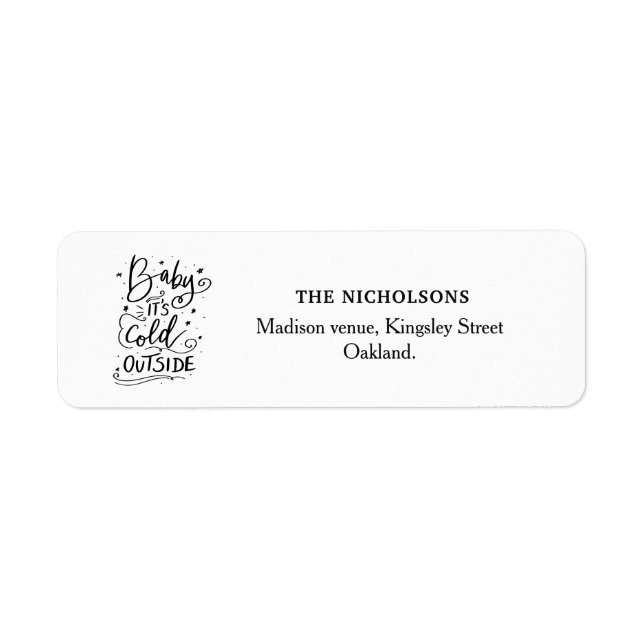 Baby Kall utanför handskrivet skript Returadress Etikett (Framsidan)