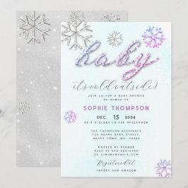 Baby Kall utanför Lila Rhinestones Girl Shower Inbjudningar