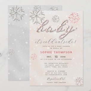 Baby Kall utanför Rhinestone Glitter Girl Shower Inbjudningar