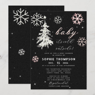 Baby Kall utanför Rhinestones Träd Girl Shower Inbjudningar