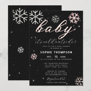 Baby Kall utanför Rosa Rhinestones Girl Shower Inbjudningar