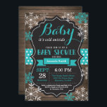 Baby Kallet utanför babyduschen för vinter Inbjudningar<br><div class="desc">Baby dess Kall utanför besöket för Vinterbabyskor. Bjud in barn eller flicka. Winter Helgdag Baby Shower Inbjudan. Aqua och White Snöflingor. Rustic Wood och Chalkboard Background. Om du vill göra ytterligare anpassningar klickar du på knappen "Anpassa" och användor verktyg som är utformat för att ändra mallen.</div>