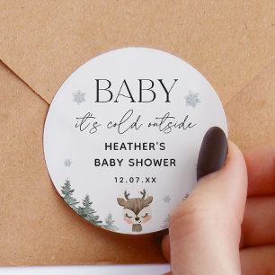 Baby Kallet utanför babyduschen för vinter Runt Klistermärke