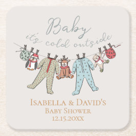 Baby Kallet utanför babyduschen för vinter Underlägg Papper Kvadrat