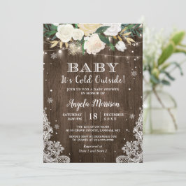 Baby Kallet utanför Blommigten Rustic Baby Shower Inbjudningar