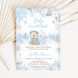 Baby Kallet utanför Blue Bear Baby Shower Inbjudningar